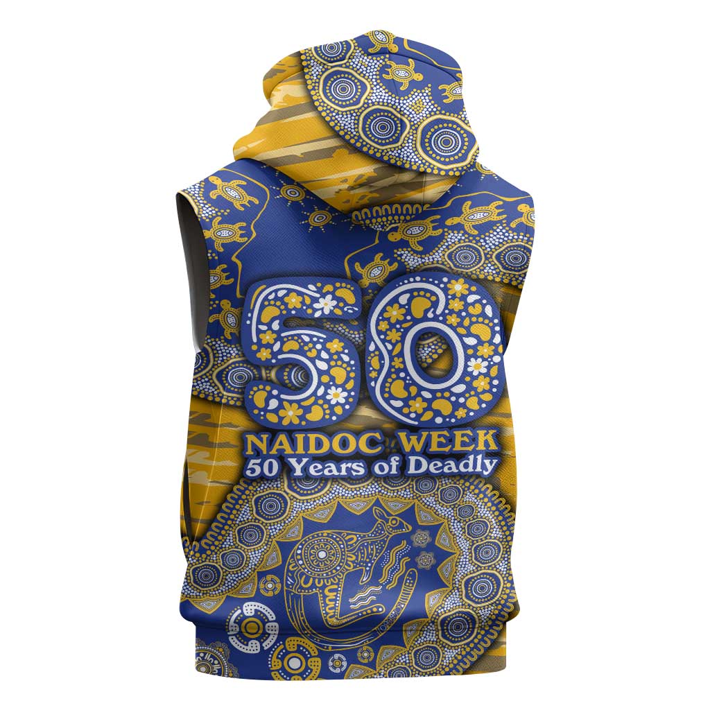 West Coast Eagles NAIDOC Week 2026 Sleeveless Zip Hoodie Australian Aboriginal Dot Art Dreamtime Pattern Style