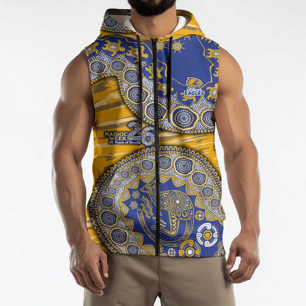 West Coast Eagles NAIDOC Week 2026 Sleeveless Zip Hoodie Australian Aboriginal Dot Art Dreamtime Pattern Style