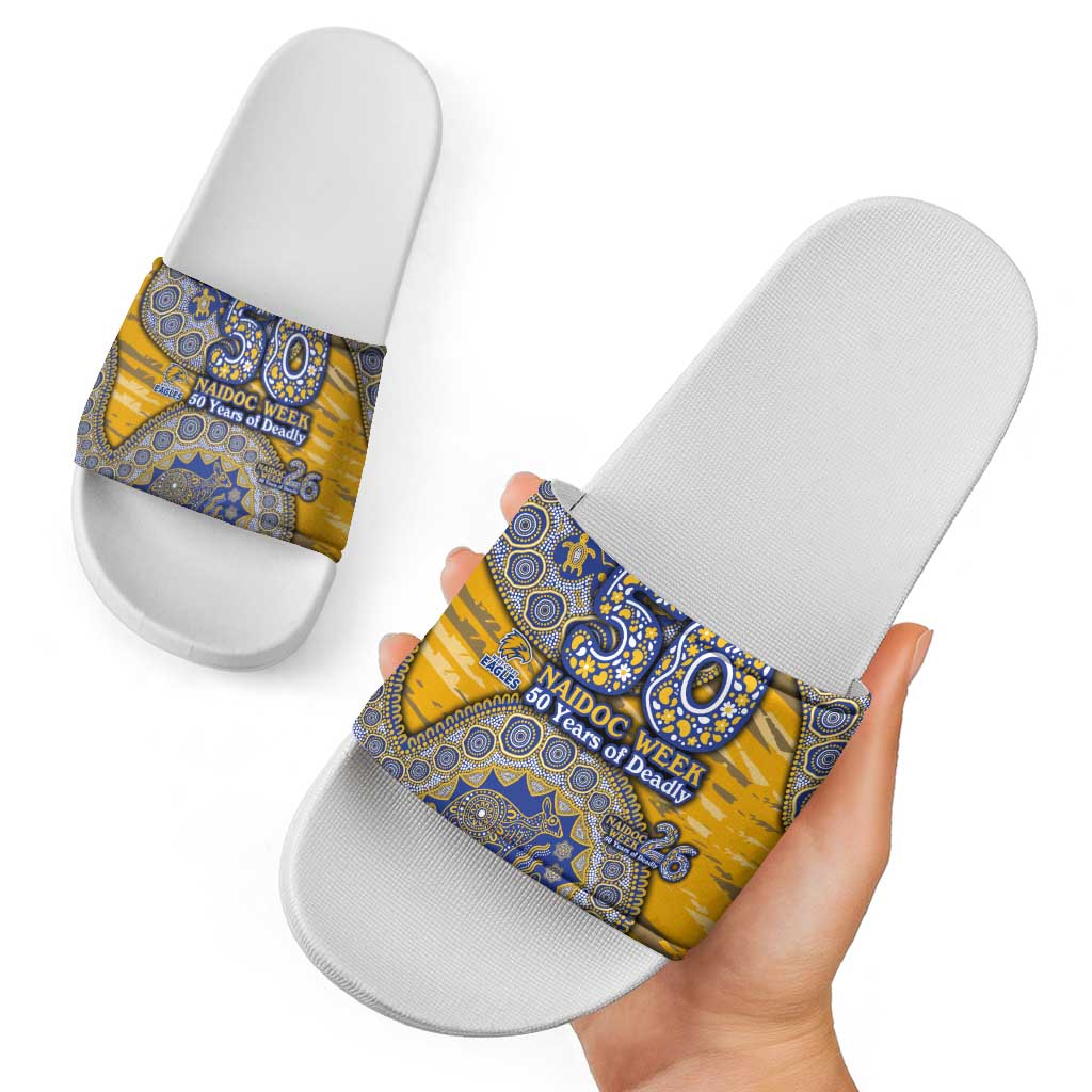 West Coast Eagles NAIDOC Week 2026 Slide Sandals Australian Aboriginal Dot Art Dreamtime Pattern Style