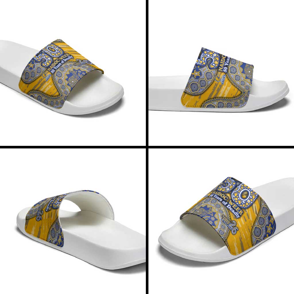 West Coast Eagles NAIDOC Week 2026 Slide Sandals Australian Aboriginal Dot Art Dreamtime Pattern Style