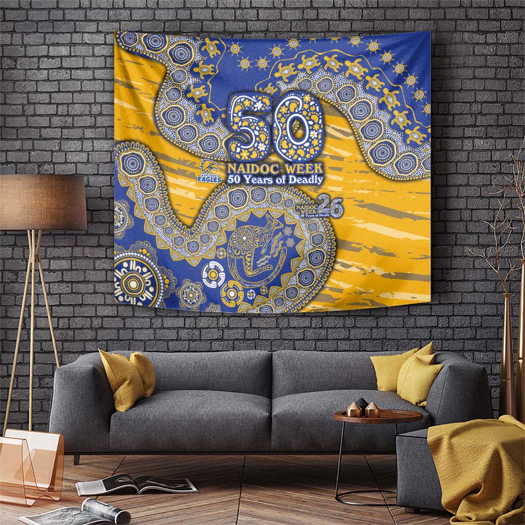 West Coast Eagles NAIDOC Week 2026 Tapestry Australian Aboriginal Dot Art Dreamtime Pattern Style