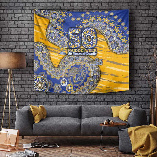 West Coast Eagles NAIDOC Week 2026 Tapestry Australian Aboriginal Dot Art Dreamtime Pattern Style