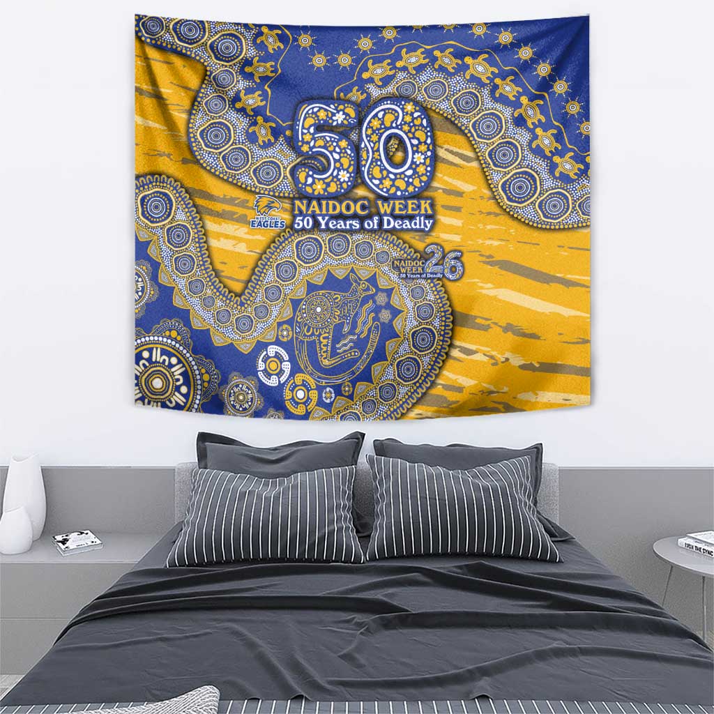 West Coast Eagles NAIDOC Week 2026 Tapestry Australian Aboriginal Dot Art Dreamtime Pattern Style
