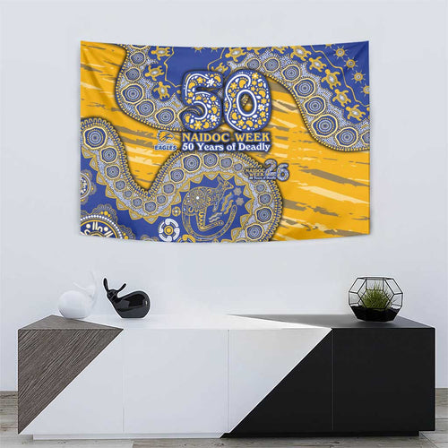 West Coast Eagles NAIDOC Week 2026 Tapestry Australian Aboriginal Dot Art Dreamtime Pattern Style
