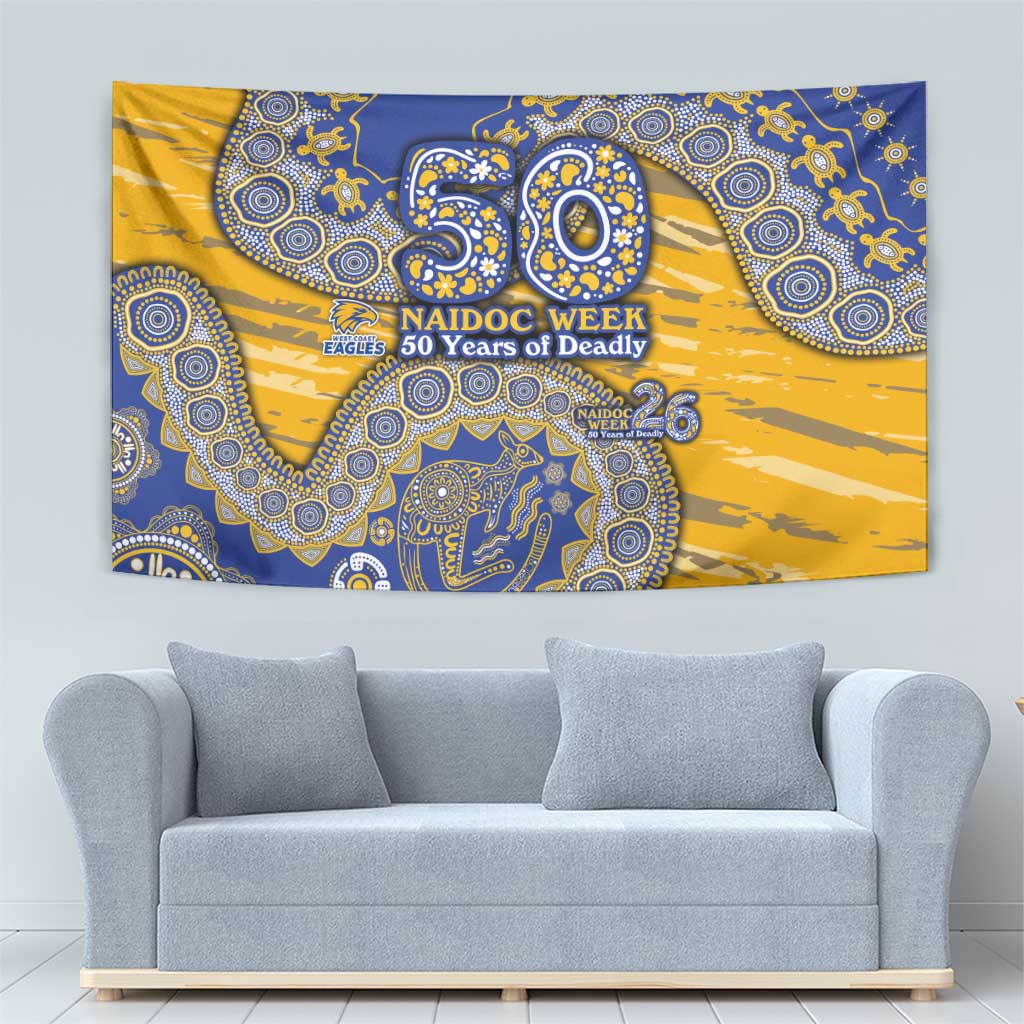 West Coast Eagles NAIDOC Week 2026 Tapestry Australian Aboriginal Dot Art Dreamtime Pattern Style