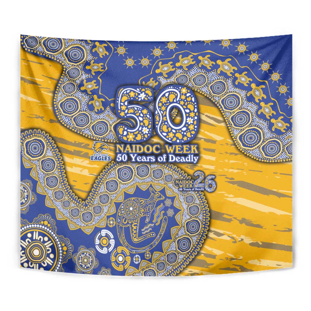 West Coast Eagles NAIDOC Week 2026 Tapestry Australian Aboriginal Dot Art Dreamtime Pattern Style