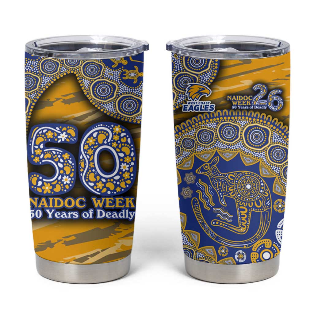 West Coast Eagles NAIDOC Week 2026 Tumbler Cup Australian Aboriginal Dot Art Dreamtime Pattern Style