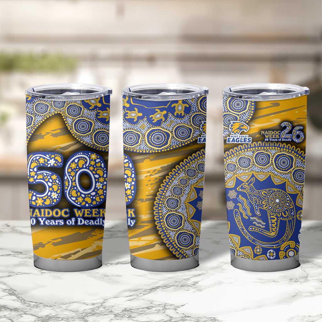 West Coast Eagles NAIDOC Week 2026 Tumbler Cup Australian Aboriginal Dot Art Dreamtime Pattern Style