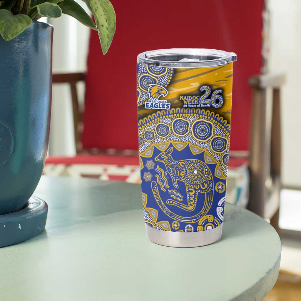 West Coast Eagles NAIDOC Week 2026 Tumbler Cup Australian Aboriginal Dot Art Dreamtime Pattern Style