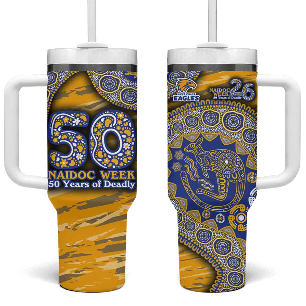 West Coast Eagles NAIDOC Week 2026 Tumbler With Handle Australian Aboriginal Dot Art Dreamtime Pattern Style