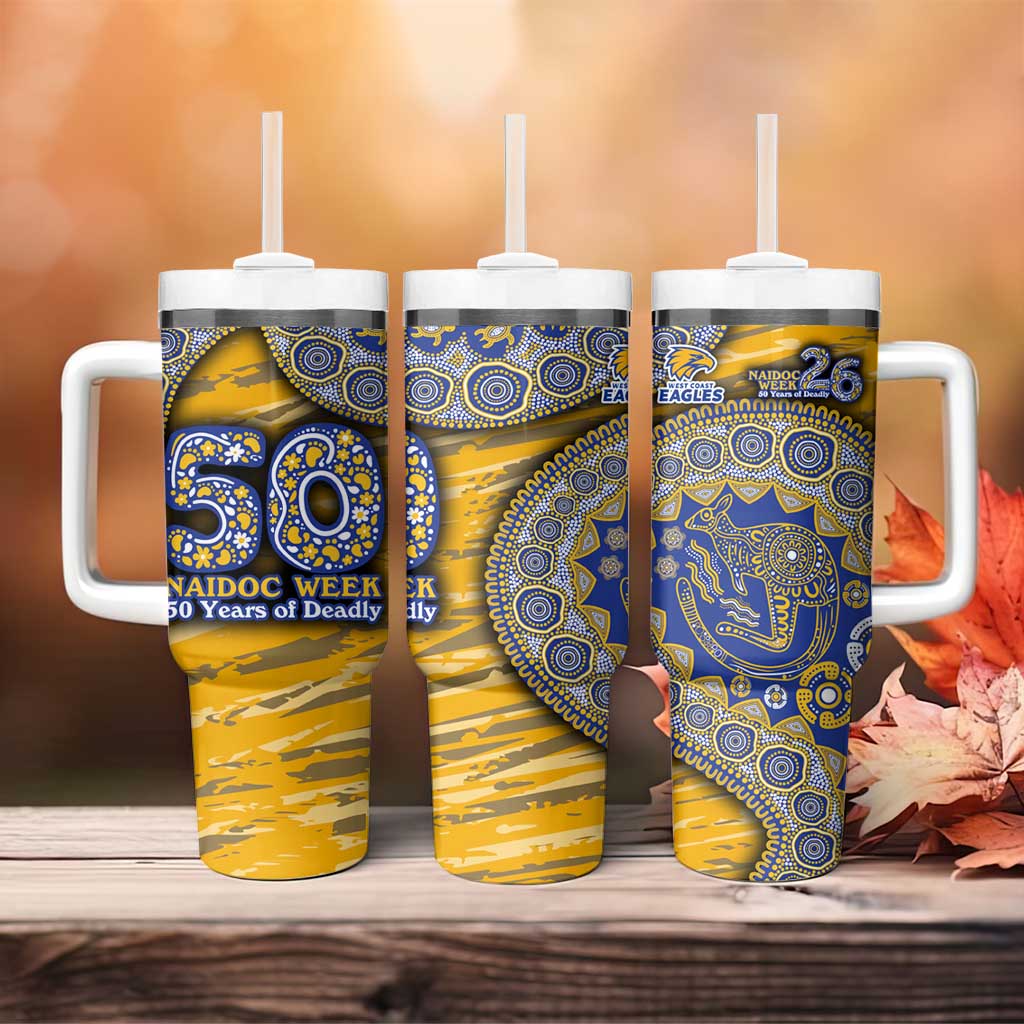 West Coast Eagles NAIDOC Week 2026 Tumbler With Handle Australian Aboriginal Dot Art Dreamtime Pattern Style