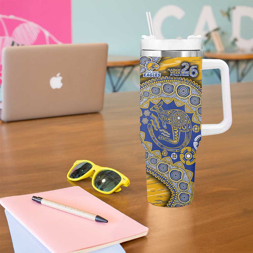 West Coast Eagles NAIDOC Week 2026 Tumbler With Handle Australian Aboriginal Dot Art Dreamtime Pattern Style