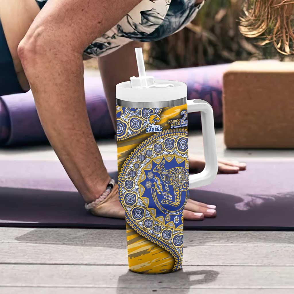 West Coast Eagles NAIDOC Week 2026 Tumbler With Handle Australian Aboriginal Dot Art Dreamtime Pattern Style
