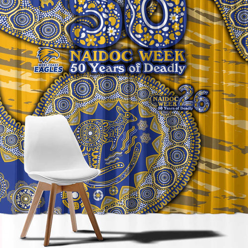 West Coast Eagles NAIDOC Week 2026 Window Curtain Australian Aboriginal Dot Art Dreamtime Pattern Style