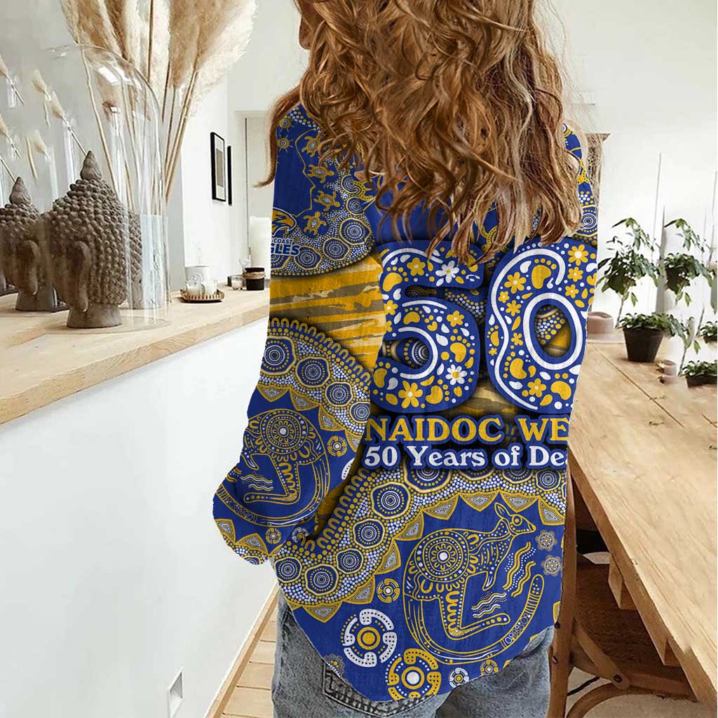 West Coast Eagles NAIDOC Week 2026 Women Casual Shirt Australian Aboriginal Dot Art Dreamtime Pattern Style