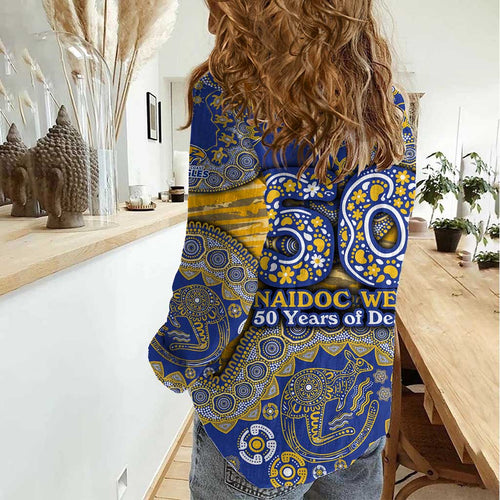 West Coast Eagles NAIDOC Week 2026 Women Casual Shirt Australian Aboriginal Dot Art Dreamtime Pattern Style