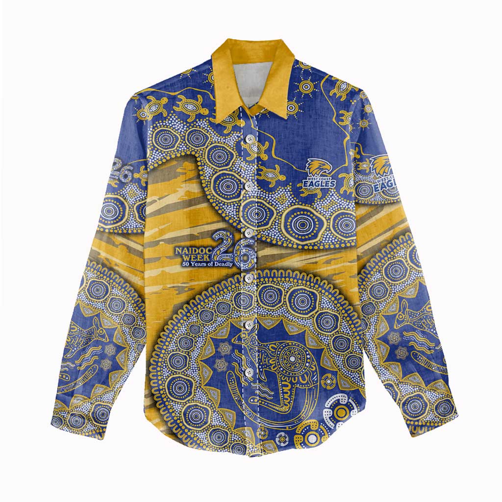 West Coast Eagles NAIDOC Week 2026 Women Casual Shirt Australian Aboriginal Dot Art Dreamtime Pattern Style