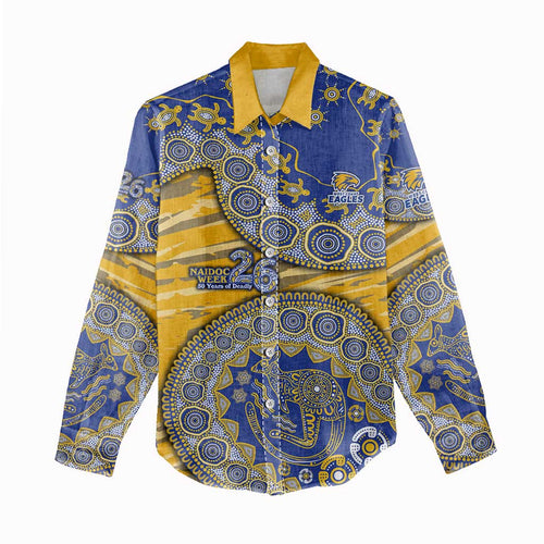 West Coast Eagles NAIDOC Week 2026 Women Casual Shirt Australian Aboriginal Dot Art Dreamtime Pattern Style