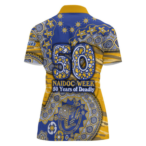 West Coast Eagles NAIDOC Week 2026 Women Polo Shirt Australian Aboriginal Dot Art Dreamtime Pattern Style