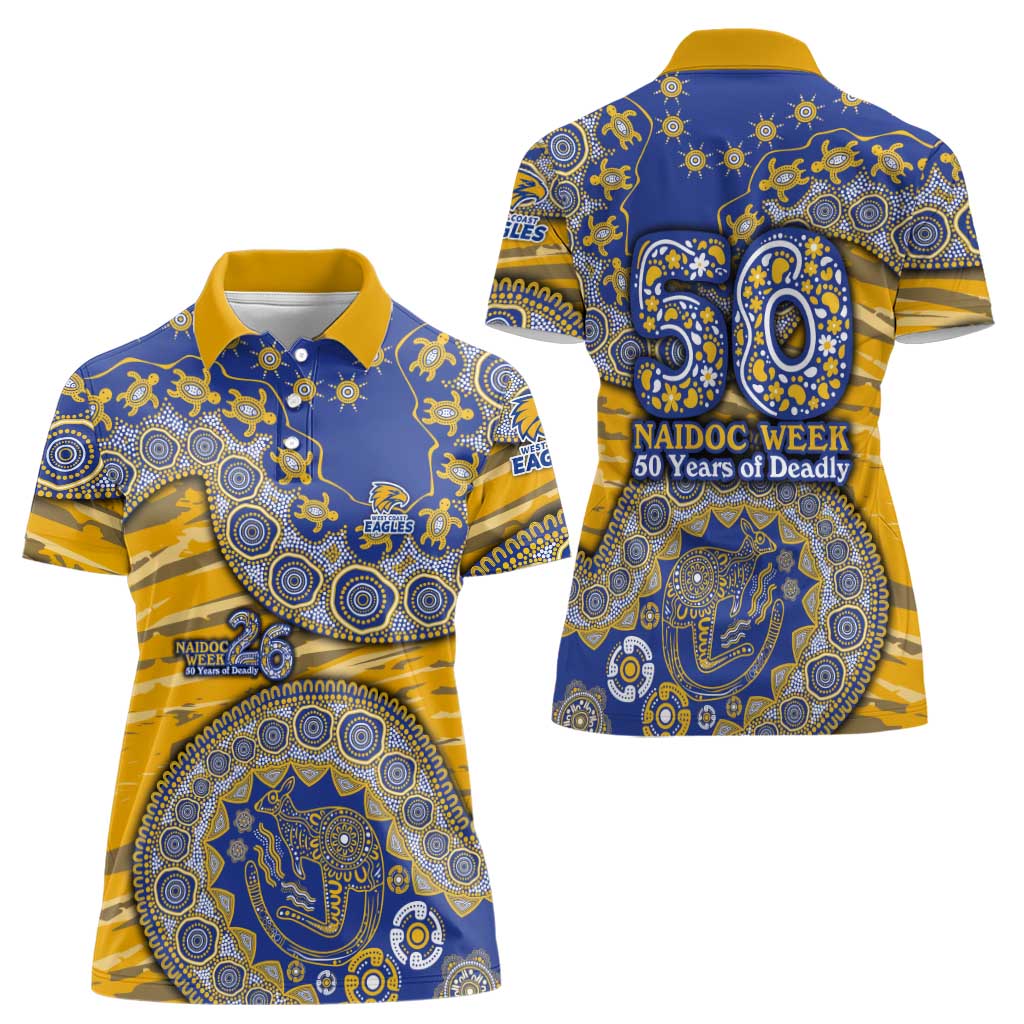 West Coast Eagles NAIDOC Week 2026 Women Polo Shirt Australian Aboriginal Dot Art Dreamtime Pattern Style