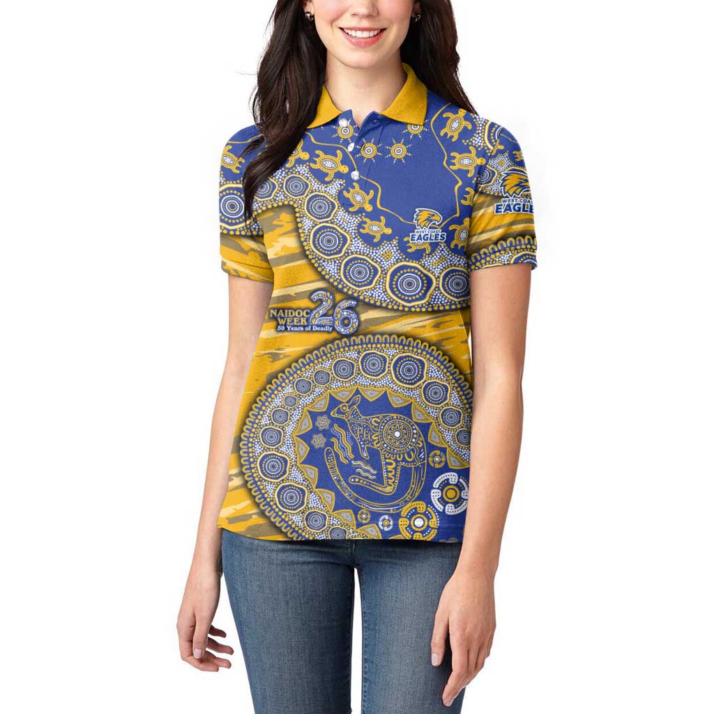 West Coast Eagles NAIDOC Week 2026 Women Polo Shirt Australian Aboriginal Dot Art Dreamtime Pattern Style