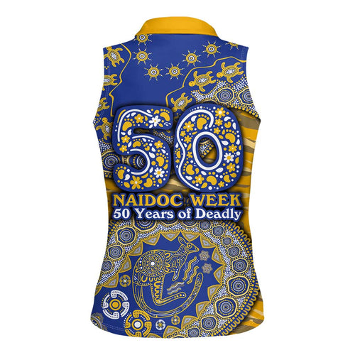 West Coast Eagles NAIDOC Week 2026 Women Sleeveless Polo Shirt Australian Aboriginal Dot Art Dreamtime Pattern Style