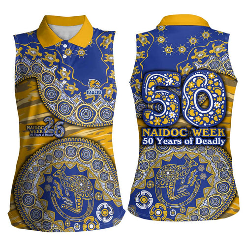 West Coast Eagles NAIDOC Week 2026 Women Sleeveless Polo Shirt Australian Aboriginal Dot Art Dreamtime Pattern Style