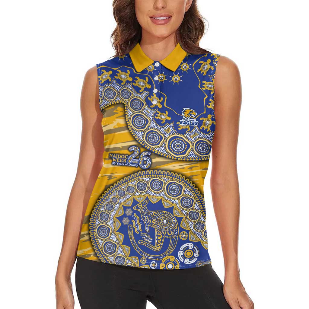 West Coast Eagles NAIDOC Week 2026 Women Sleeveless Polo Shirt Australian Aboriginal Dot Art Dreamtime Pattern Style