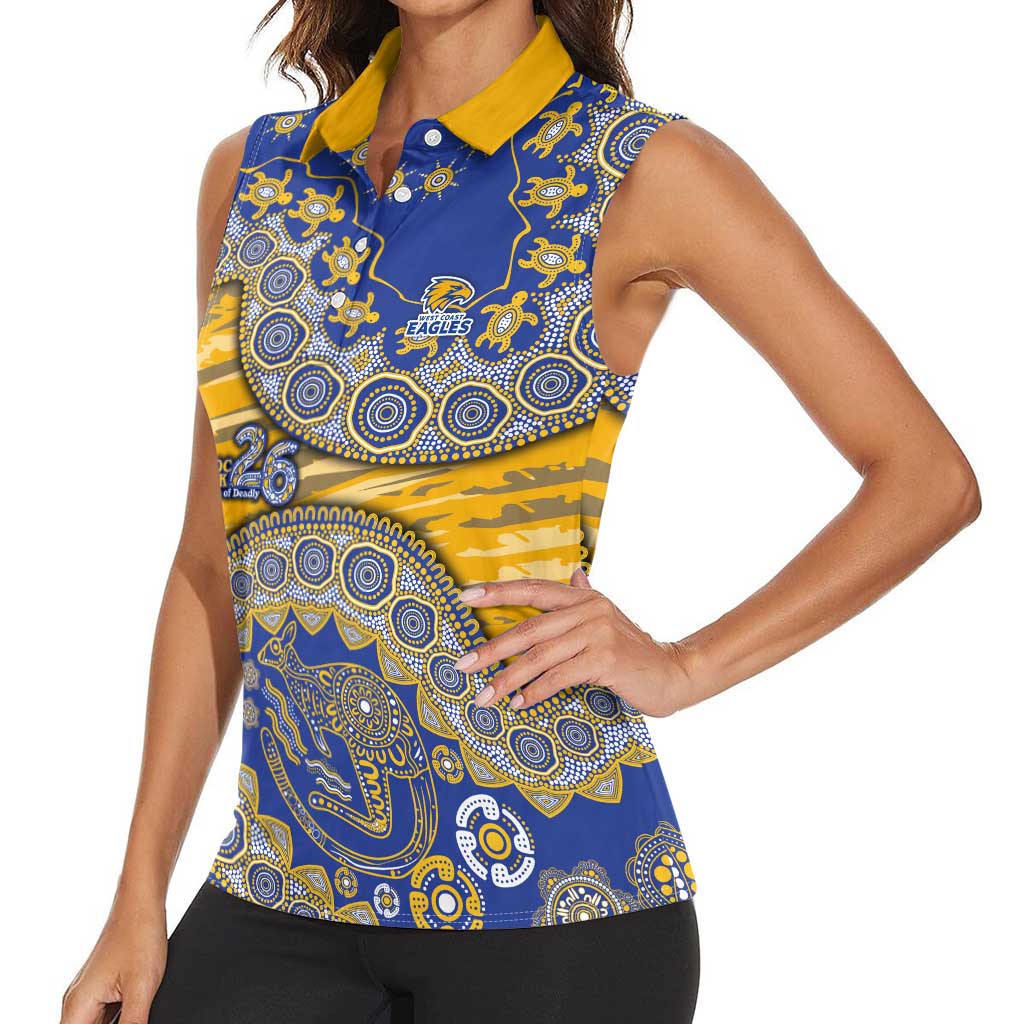 West Coast Eagles NAIDOC Week 2026 Women Sleeveless Polo Shirt Australian Aboriginal Dot Art Dreamtime Pattern Style