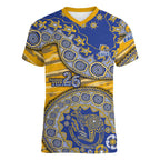 West Coast Eagles NAIDOC Week 2026 Women V-Neck T-Shirt Australian Aboriginal Dot Art Dreamtime Pattern Style