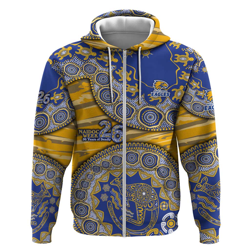 West Coast Eagles NAIDOC Week 2026 Zip Hoodie Australian Aboriginal Dot Art Dreamtime Pattern Style