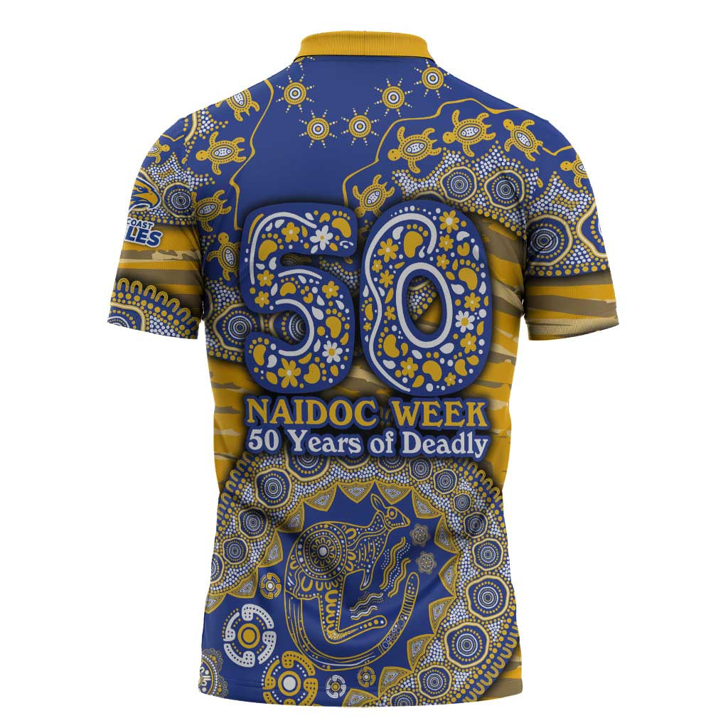 West Coast Eagles NAIDOC Week 2026 Zipper Polo Shirt Australian Aboriginal Dot Art Dreamtime Pattern Style