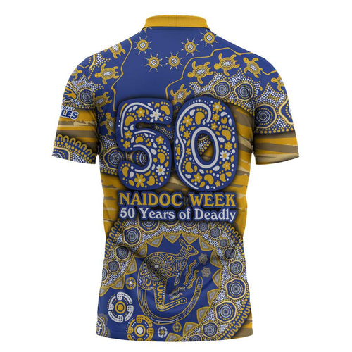 West Coast Eagles NAIDOC Week 2026 Zipper Polo Shirt Australian Aboriginal Dot Art Dreamtime Pattern Style