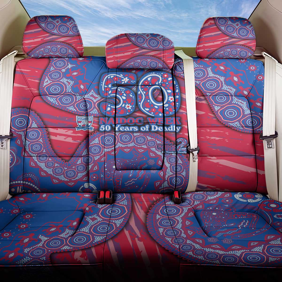 Western Bulldogs NAIDOC Week 2026 Back Car Seat Cover Australian Aboriginal Dot Art Dreamtime Pattern Style