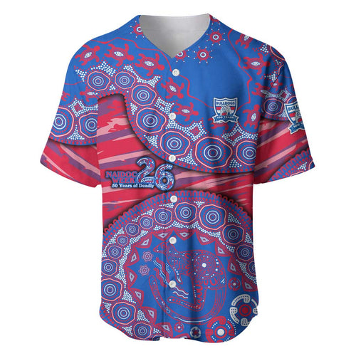 Western Bulldogs NAIDOC Week 2026 Baseball Jersey Australian Aboriginal Dot Art Dreamtime Pattern Style