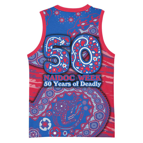 Western Bulldogs NAIDOC Week 2026 Basketball Jersey Australian Aboriginal Dot Art Dreamtime Pattern Style