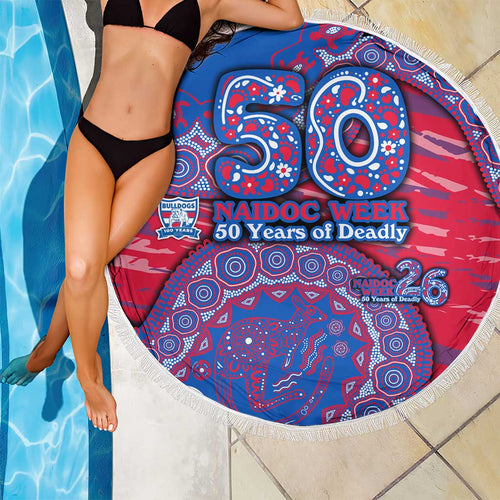 Western Bulldogs NAIDOC Week 2026 Beach Blanket Australian Aboriginal Dot Art Dreamtime Pattern Style