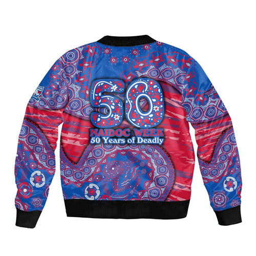 Western Bulldogs NAIDOC Week 2026 Bomber Jacket Australian Aboriginal Dot Art Dreamtime Pattern Style