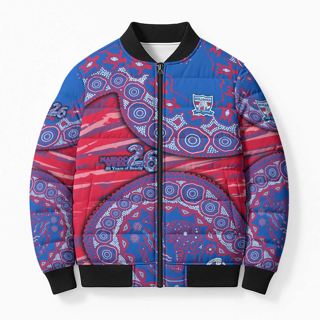 Western Bulldogs NAIDOC Week 2026 Bomber Puffer Jacket Australian Aboriginal Dot Art Dreamtime Pattern Style