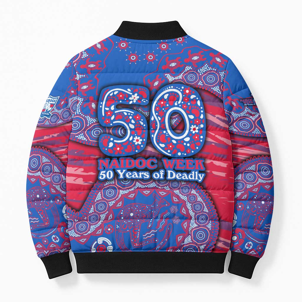 Western Bulldogs NAIDOC Week 2026 Bomber Puffer Jacket Australian Aboriginal Dot Art Dreamtime Pattern Style