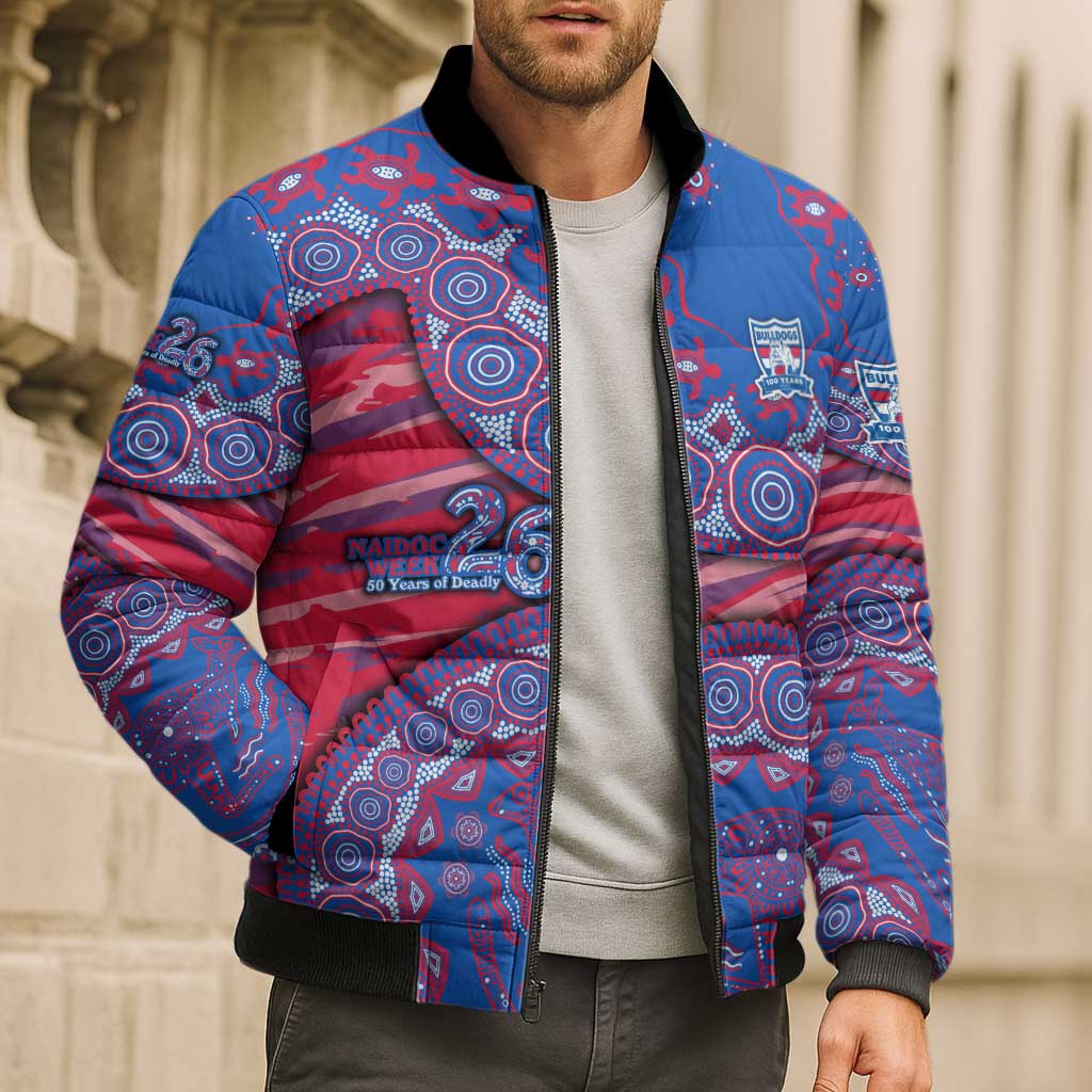 Western Bulldogs NAIDOC Week 2026 Bomber Puffer Jacket Australian Aboriginal Dot Art Dreamtime Pattern Style