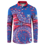 Western Bulldogs NAIDOC Week 2026 Button Sweatshirt Australian Aboriginal Dot Art Dreamtime Pattern Style