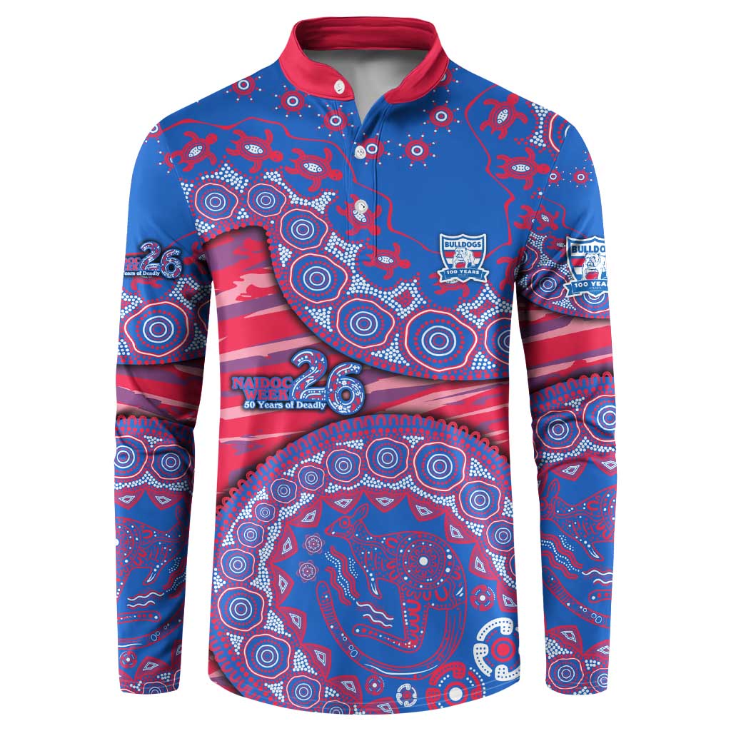 Western Bulldogs NAIDOC Week 2026 Button Sweatshirt Australian Aboriginal Dot Art Dreamtime Pattern Style