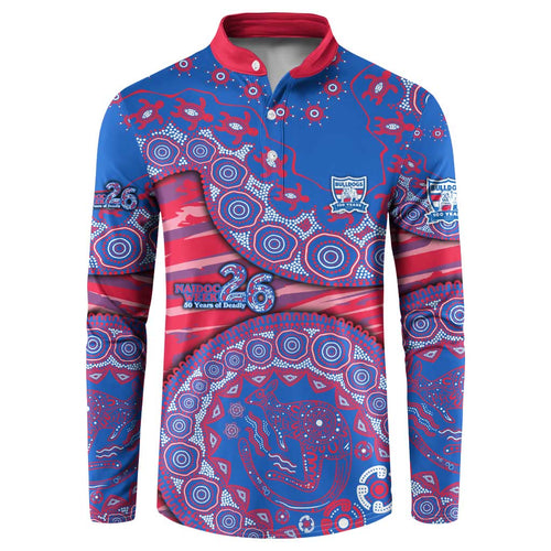 Western Bulldogs NAIDOC Week 2026 Button Sweatshirt Australian Aboriginal Dot Art Dreamtime Pattern Style
