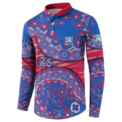 Western Bulldogs NAIDOC Week 2026 Button Sweatshirt Australian Aboriginal Dot Art Dreamtime Pattern Style