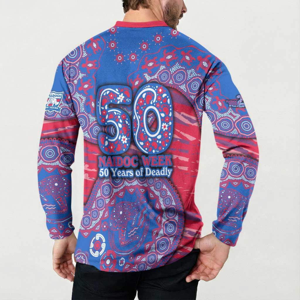 Western Bulldogs NAIDOC Week 2026 Button Sweatshirt Australian Aboriginal Dot Art Dreamtime Pattern Style
