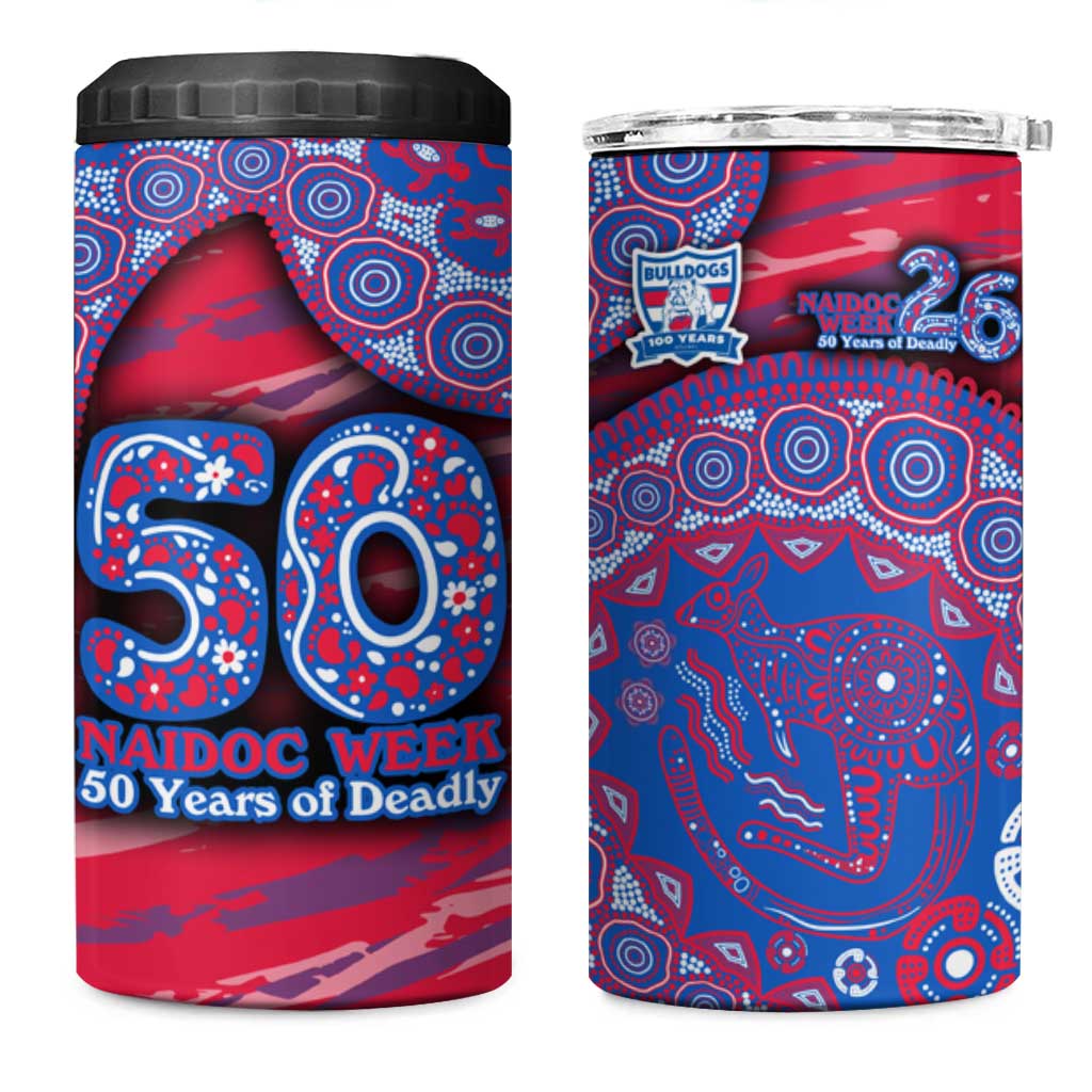 Western Bulldogs NAIDOC Week 2026 4 in 1 Can Cooler Tumbler Australian Aboriginal Dot Art Dreamtime Pattern Style