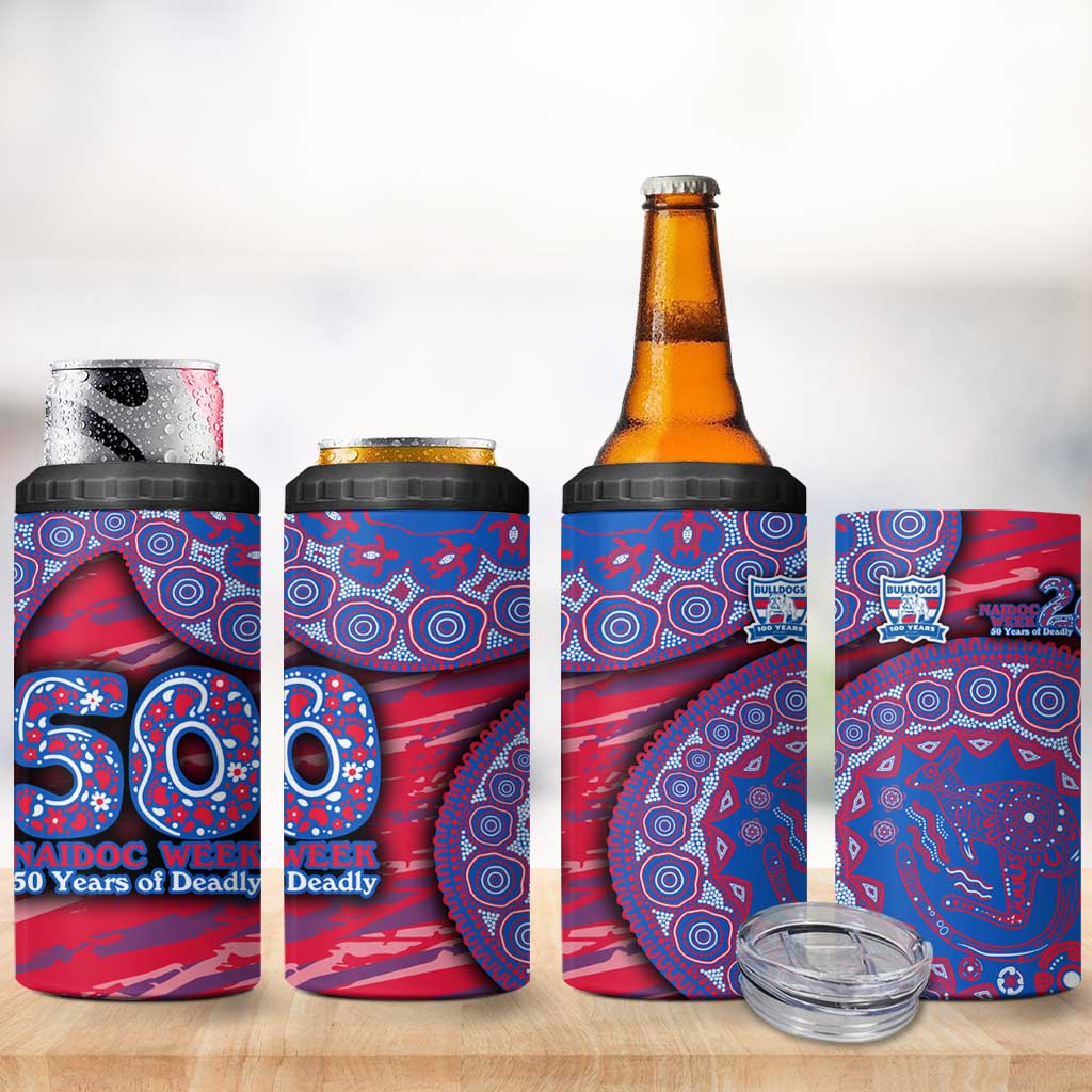 Western Bulldogs NAIDOC Week 2026 4 in 1 Can Cooler Tumbler Australian Aboriginal Dot Art Dreamtime Pattern Style