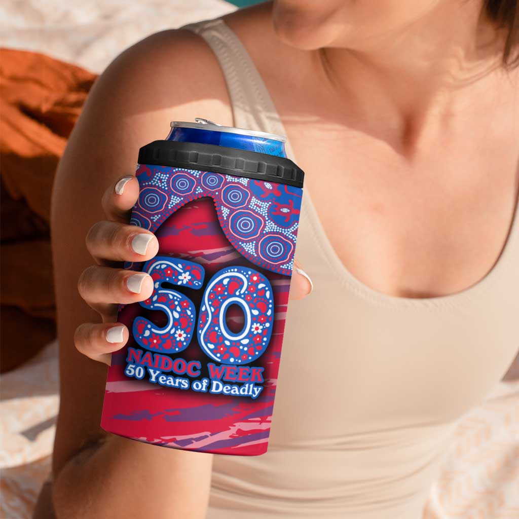 Western Bulldogs NAIDOC Week 2026 4 in 1 Can Cooler Tumbler Australian Aboriginal Dot Art Dreamtime Pattern Style