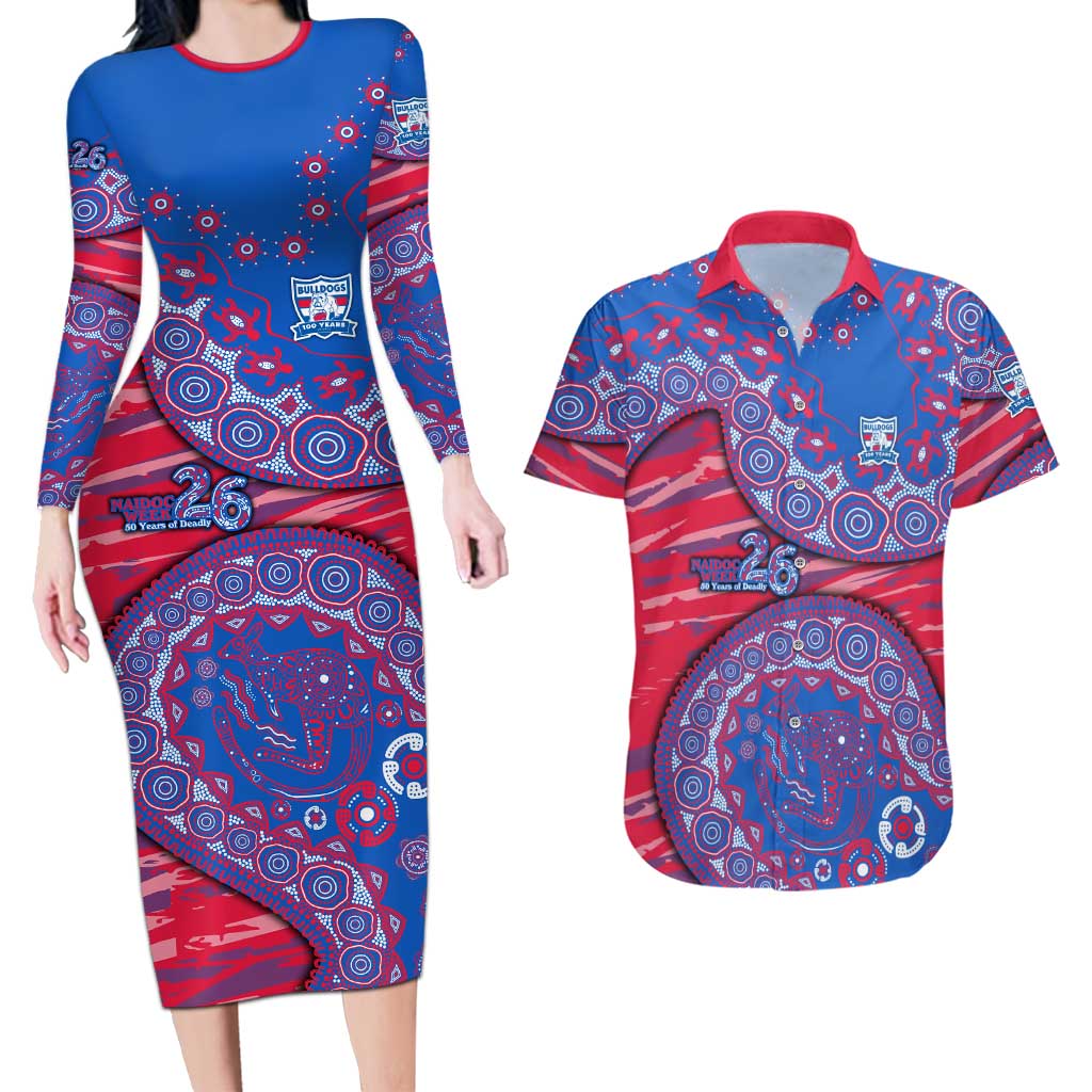 Western Bulldogs NAIDOC Week 2026 Couples Matching Long Sleeve Bodycon Dress and Hawaiian Shirt Australian Aboriginal Dot Art Dreamtime Pattern Style